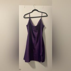 size L purple “Dani” cowl neck slip dress from Dynamite